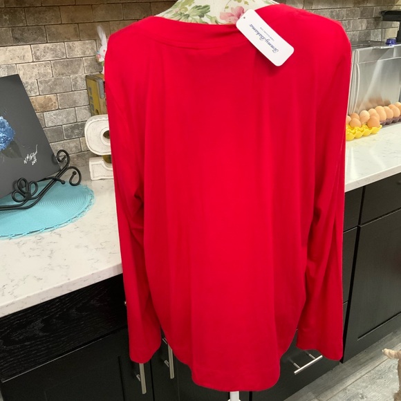 Tommy Bahama Women’s XS Kauai Jersey V-Neck Long Sleeve Tee Shirt Red New - Picture 4 of 10
